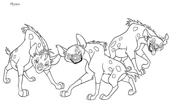 Coloriage d'une hyène dans son habitat naturel