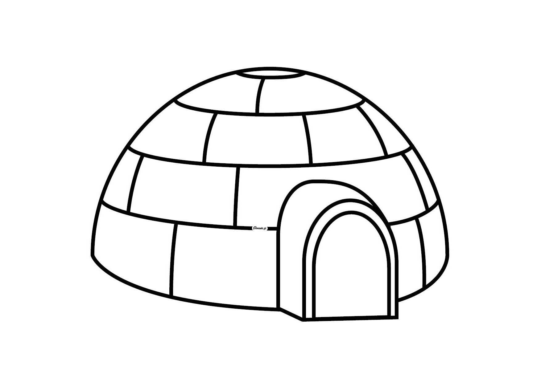 Coloriage d'un igloo sous un ciel étoilé