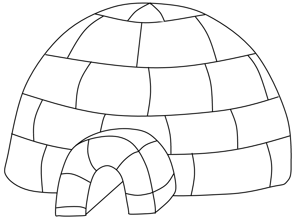 Coloriage d'un igloo sous un ciel étoilé