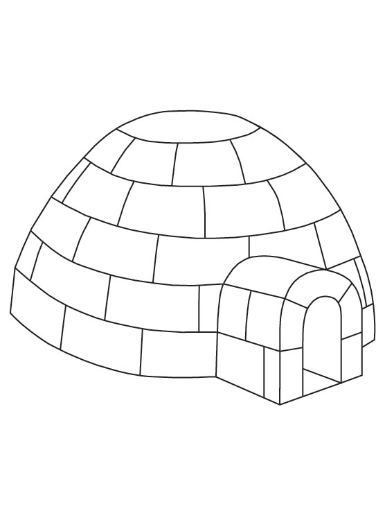 Coloriage d'un igloo sur un paysage enneigé