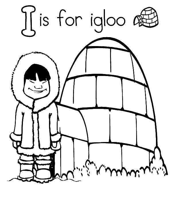 Coloriage d'un igloo sous un ciel étoilé