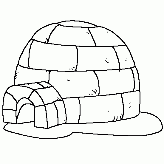 Coloriage d'un igloo sous un ciel étoilé