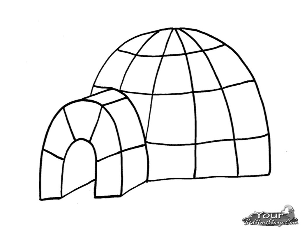 Coloriage d'un igloo sous un ciel étoilé