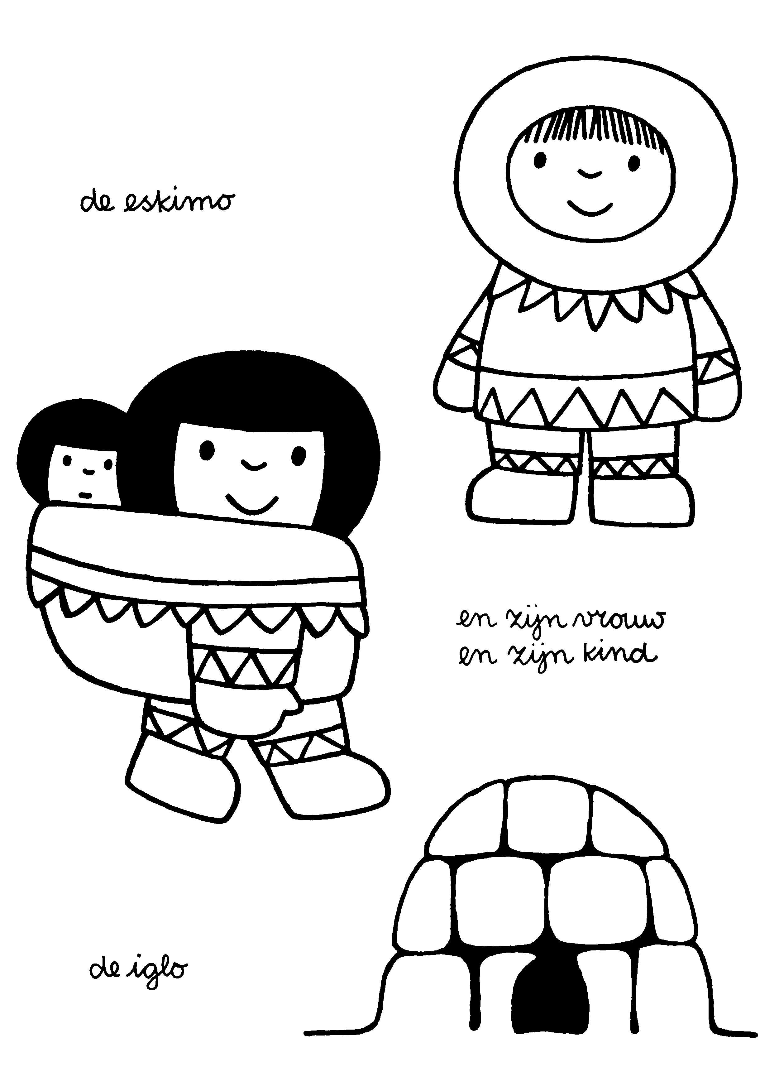 Coloriage d'un igloo dans un paysage enneigé