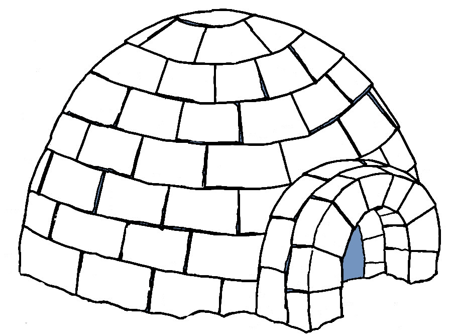 Coloriage d'un igloo dans un paysage hivernal