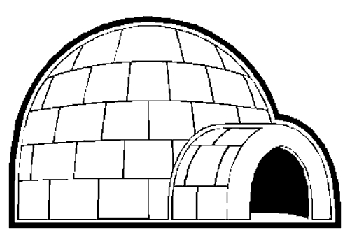 Un igloo sous un ciel étoilé avec des flocons de neige