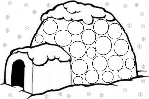 Un igloo entouré de neige sous un ciel étoilé