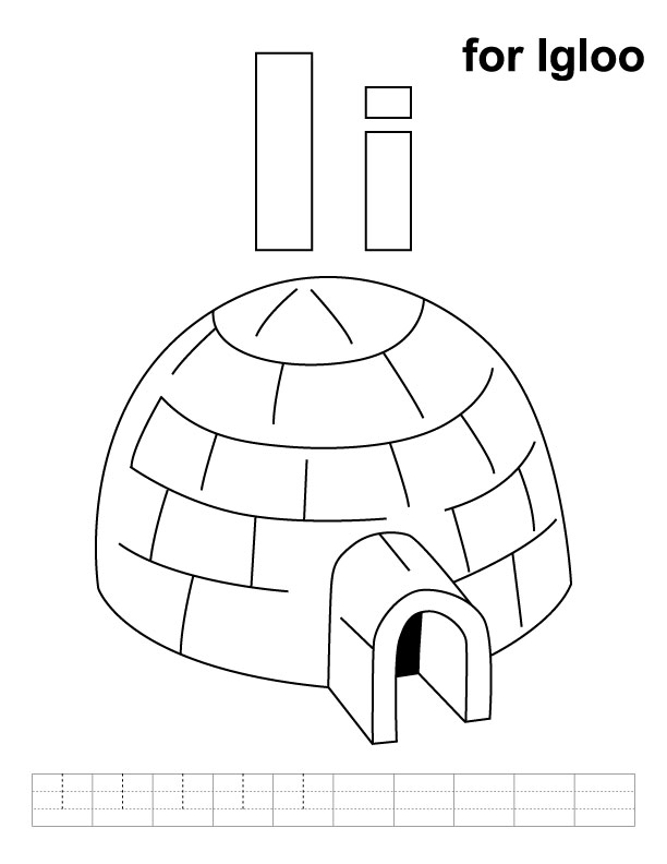 Coloriage d’un igloo sous un ciel étoilé