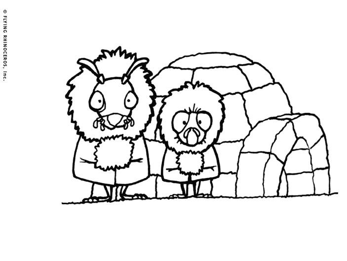 Coloriage d'un igloo au cœur d'un paysage enneigé