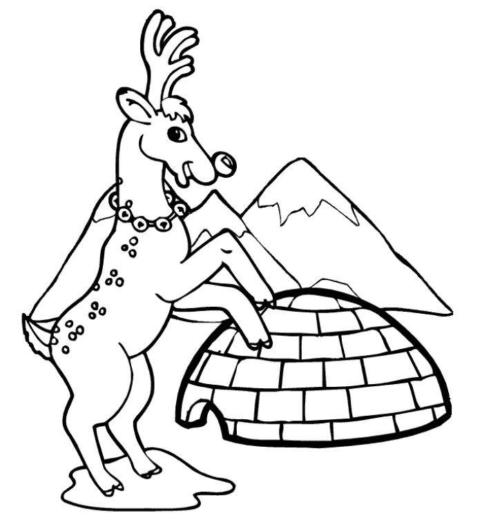 Coloriage d'un igloo sous un ciel étoilé