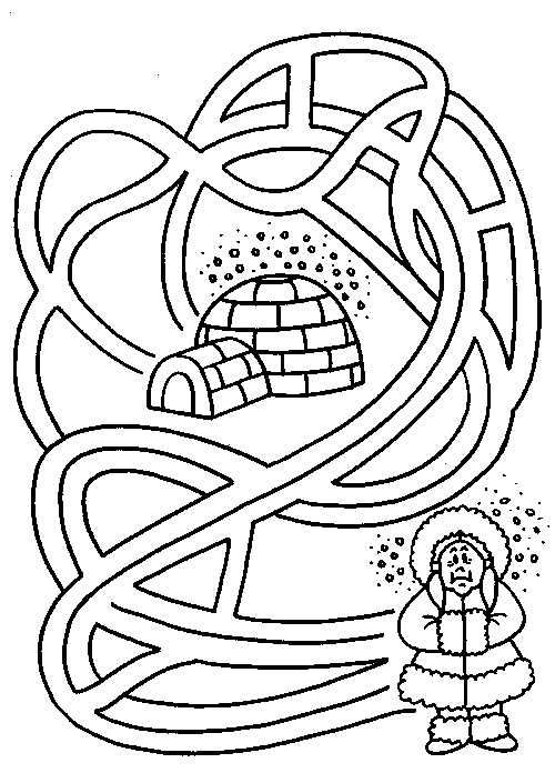 Coloriage d'un igloo au cœur d'un paysage hivernal