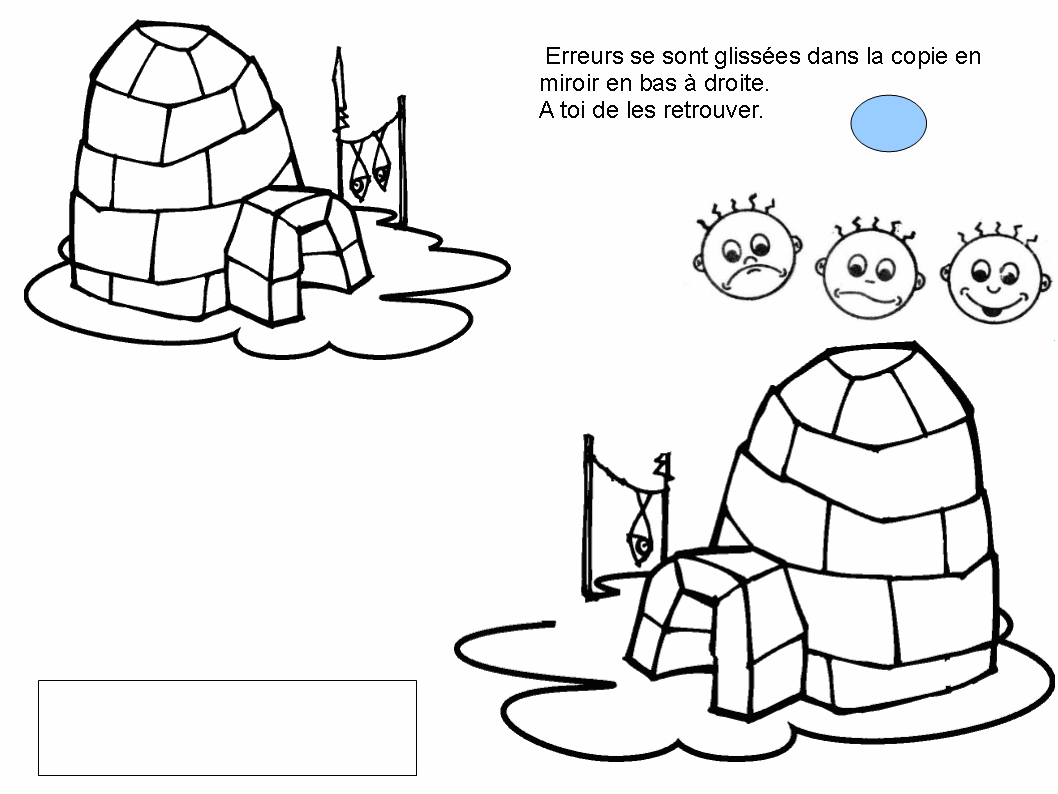 Coloriage d'un igloo au milieu d'un paysage enneigé