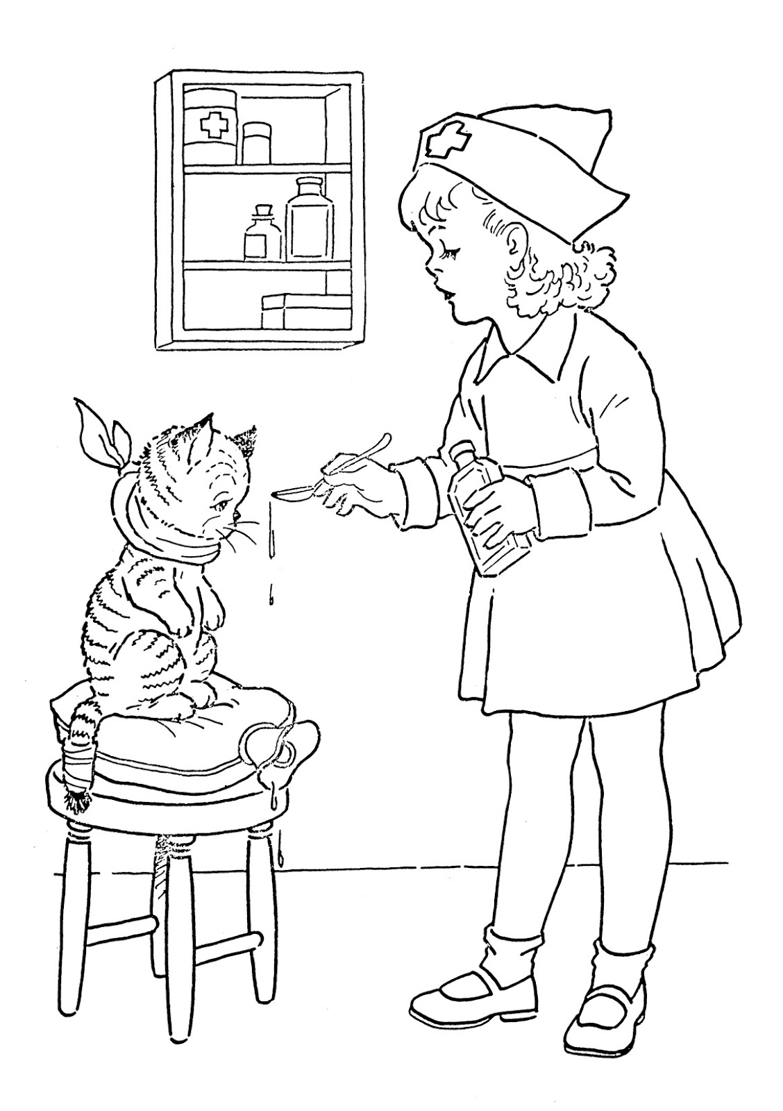 Coloriage d'un infirmier et d'une infirmière au travail