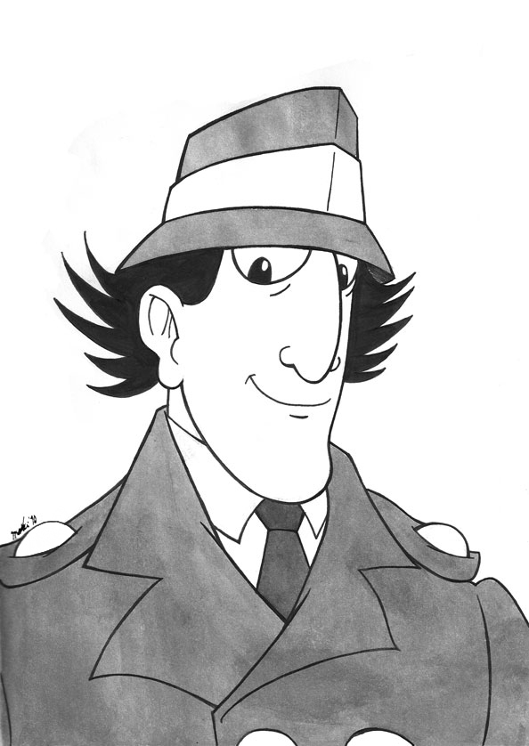 Inspecteur Gadget en pleine enquête dans un décor urbain