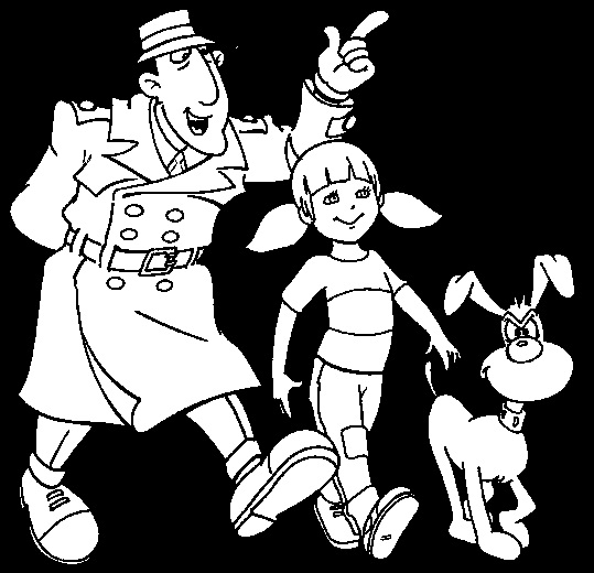 Coloriage d'Inspecteur Gadget en pleine action avec son chapeau emblématique