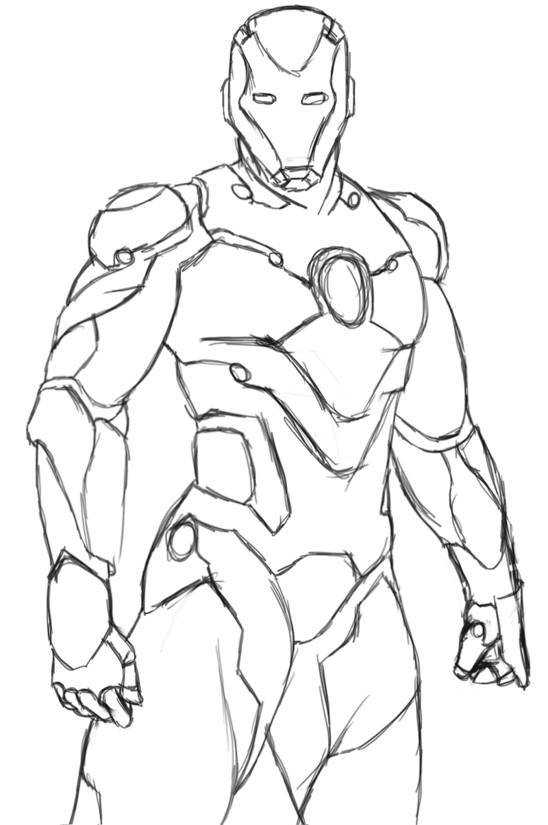 Iron Man en plein vol au-dessus d'une ville futuriste