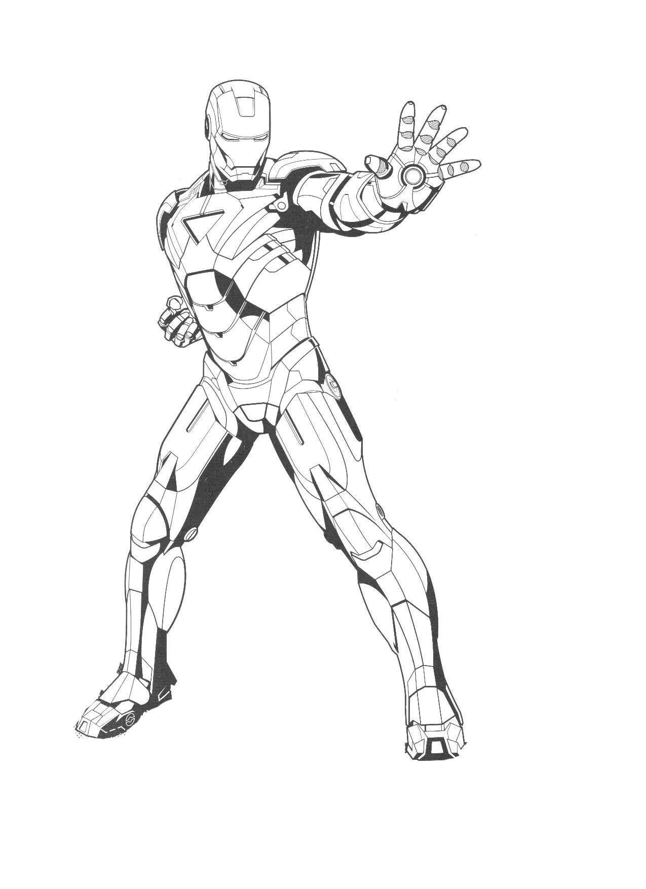 Coloriage d'Iron Man en pleine action dans son armure emblématique