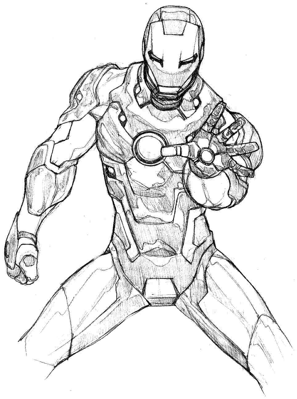 Coloriage d'Iron Man en pleine action dans son armure emblématique