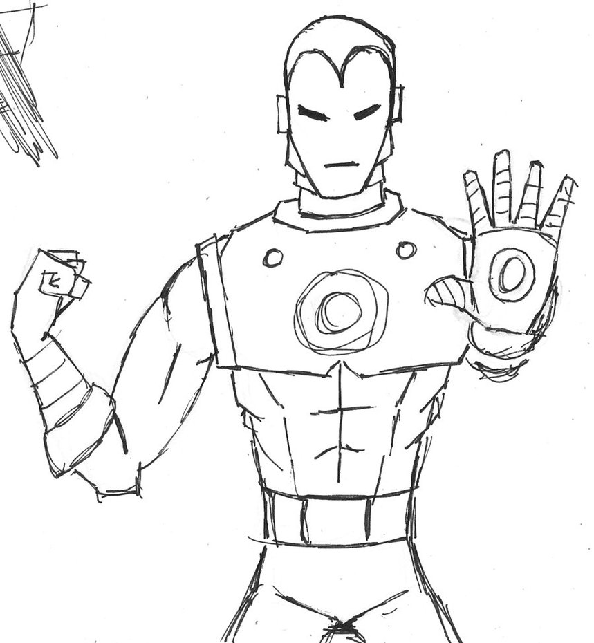 Coloriage d'Iron Man en pleine action dans son armure emblématique