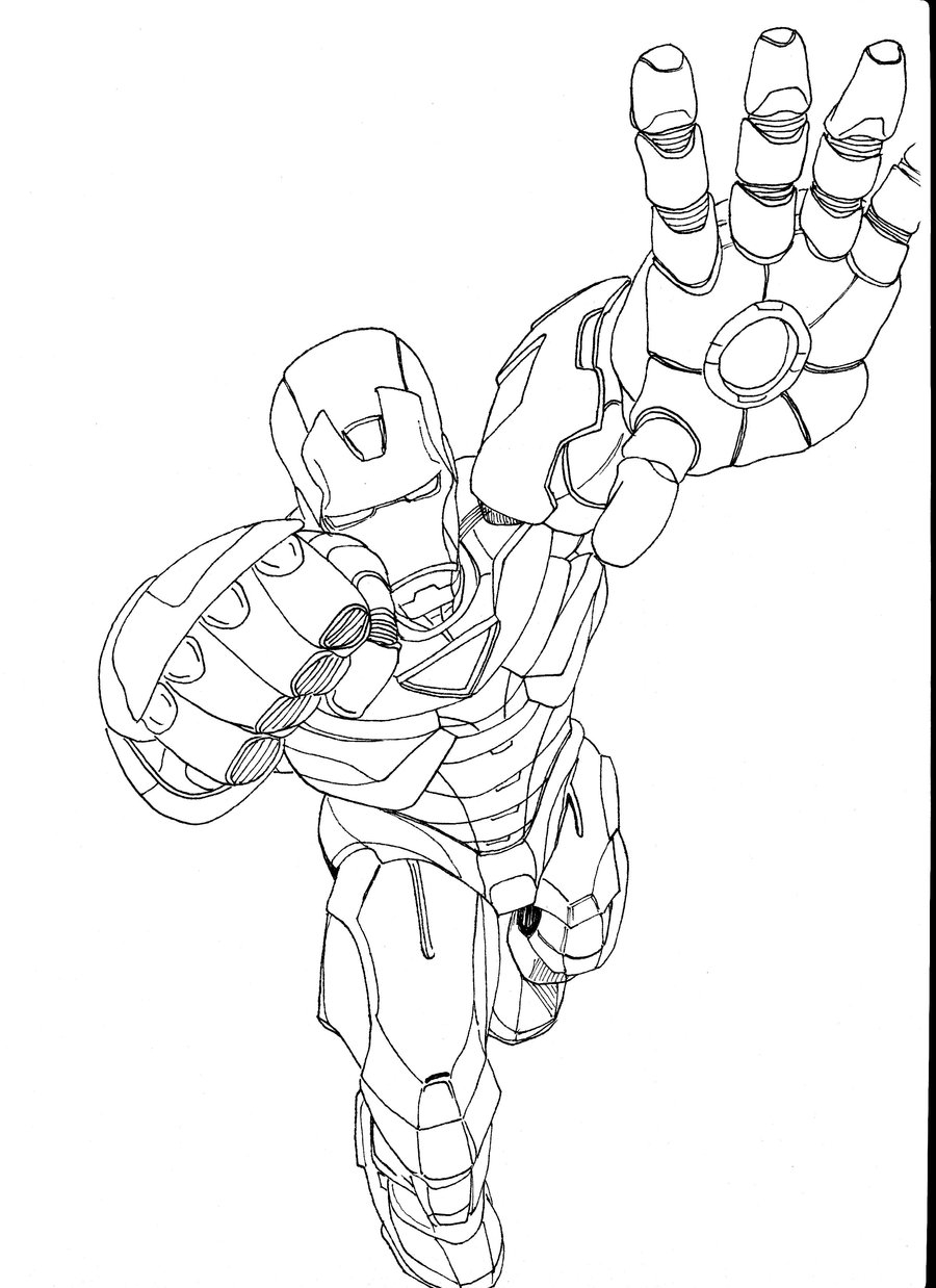 Iron Man en pleine action dans un décor futuriste