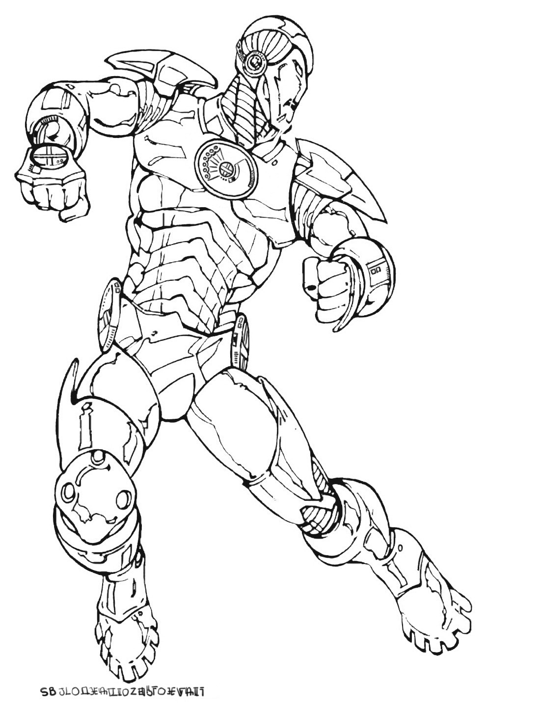 Coloriage d’Iron Man en pleine action avec fond dynamique