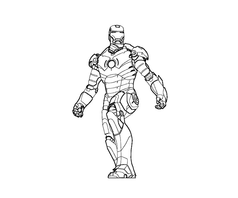 Coloriage d'Iron Man en pleine action dans un décor urbain