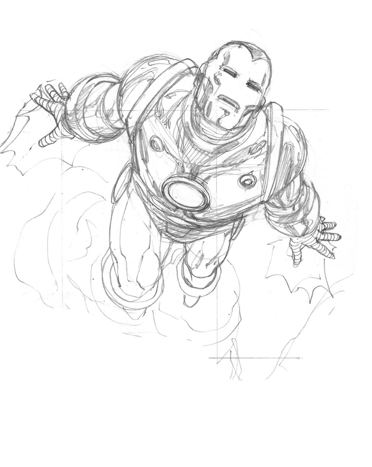 Iron Man en plein vol avec un fond dynamique