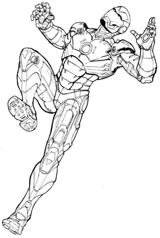 Iron Man en pleine action dans un décor futuriste