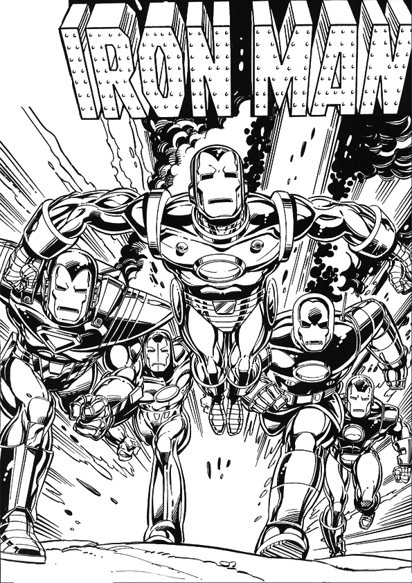 Iron Man en pleine action avec son armure flamboyante