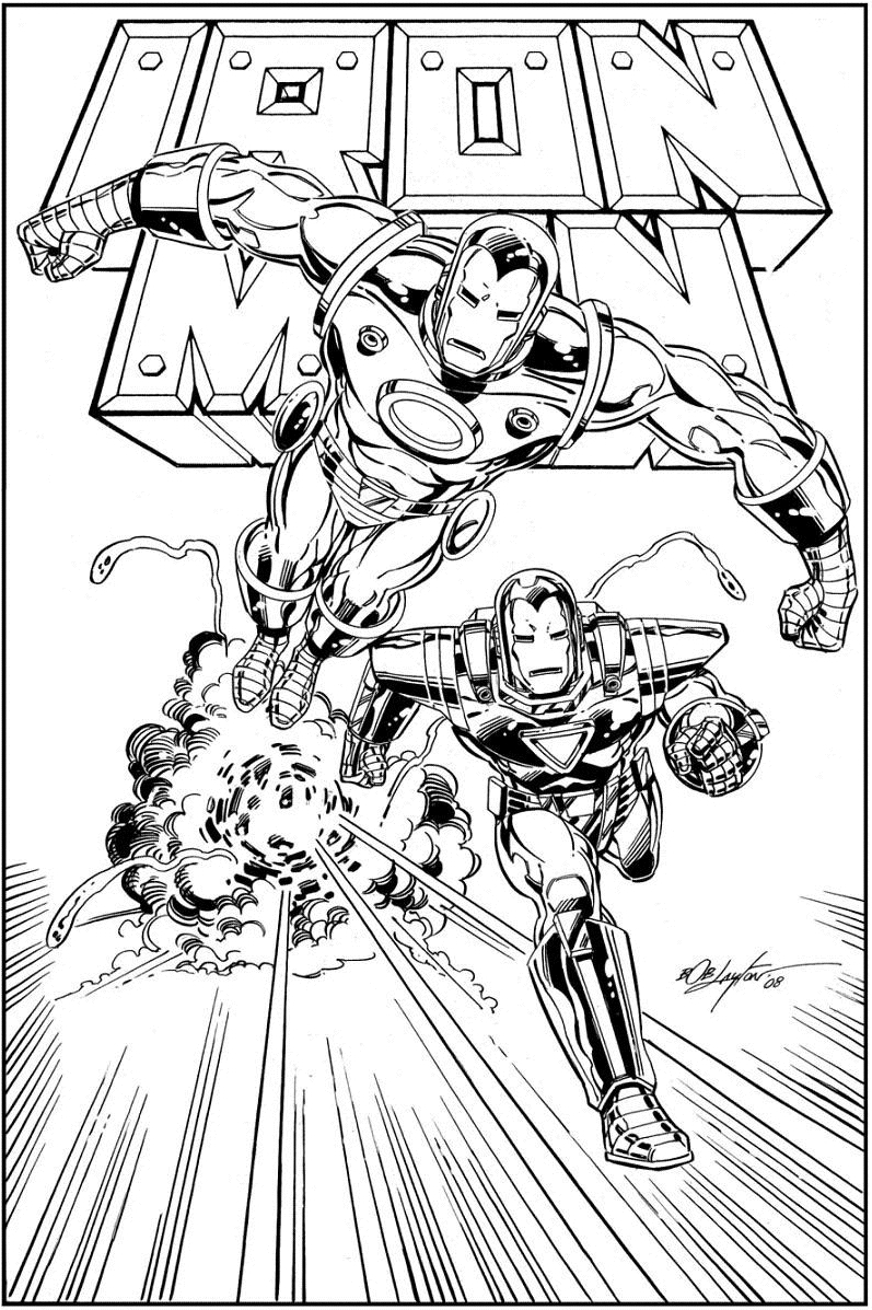 Coloriage d'Iron Man en pleine action Coloriage d'Iron Man en pleine action
