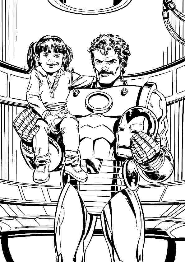 Iron Man en pleine action dans un décor futuriste