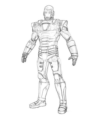 Coloriage d'Iron Man en pleine action dans son armure emblématique