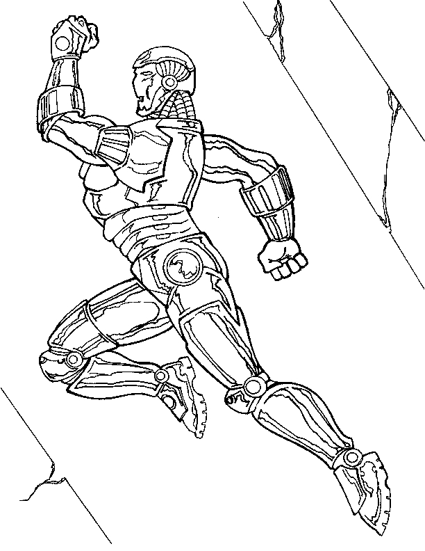 Iron Man en pleine action dans un décor stylisé