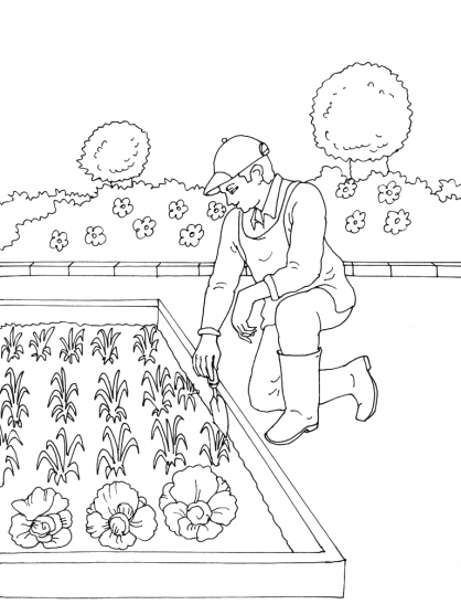Un jardin luxuriant avec des fleurs et un arbre majestueux