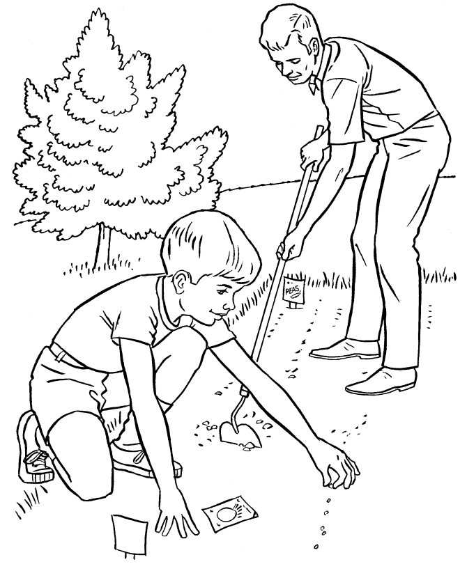 Coloriage d'un jardin luxuriant avec des fleurs et un arbre Coloriage d'un jardin luxuriant avec des fleurs et un arbre