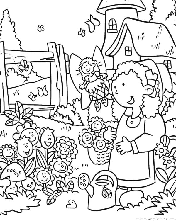 Un jardinier en pleine action au milieu de son jardin