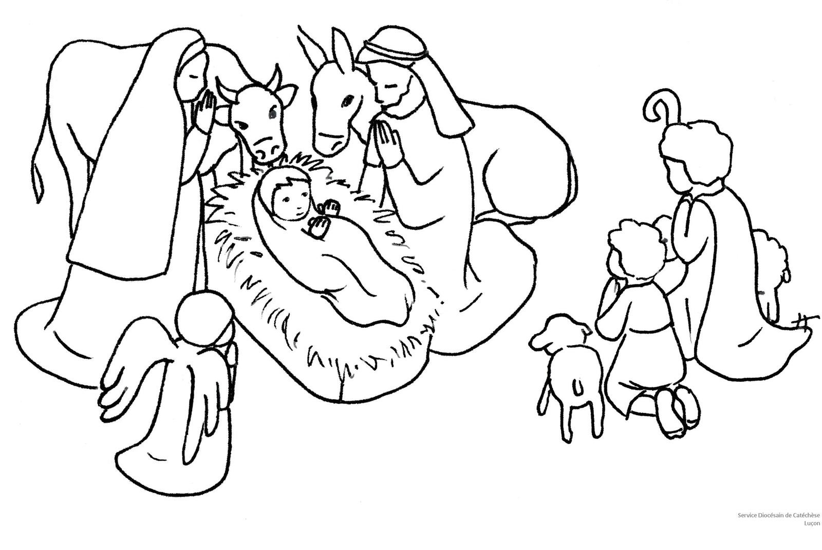 Coloriage de Jésus prêchant avec un groupe de fidèles