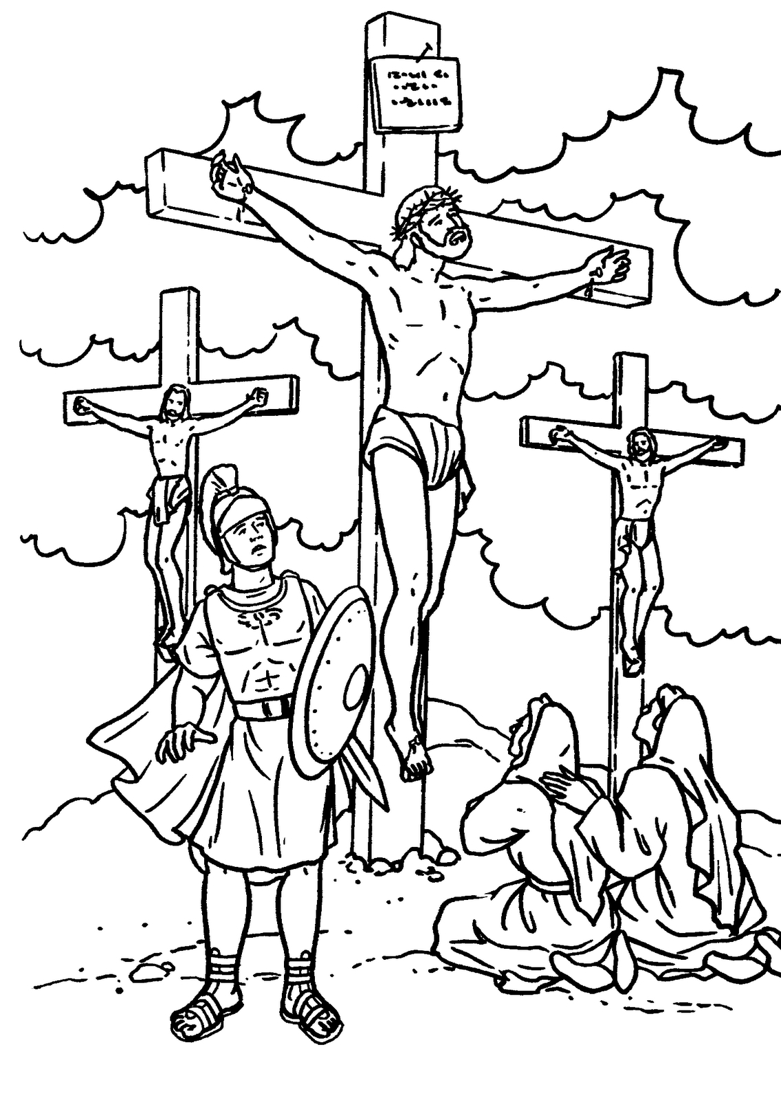 Coloriage de Jésus prêchant devant une foule