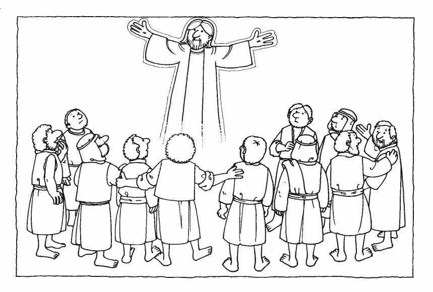 Coloriage de Jésus prêchant à un groupe de fidèles