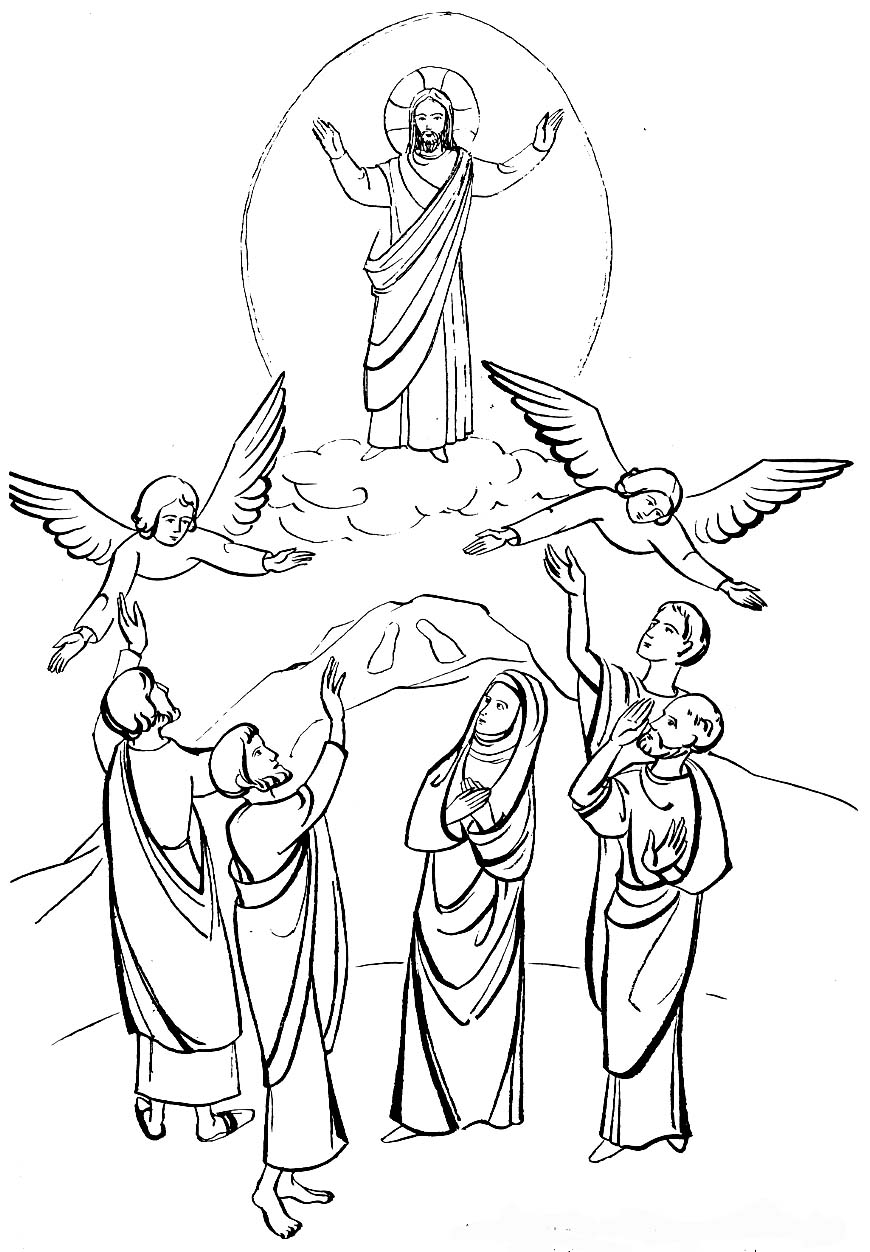 Coloriage représentant Jésus enseignant à des disciples