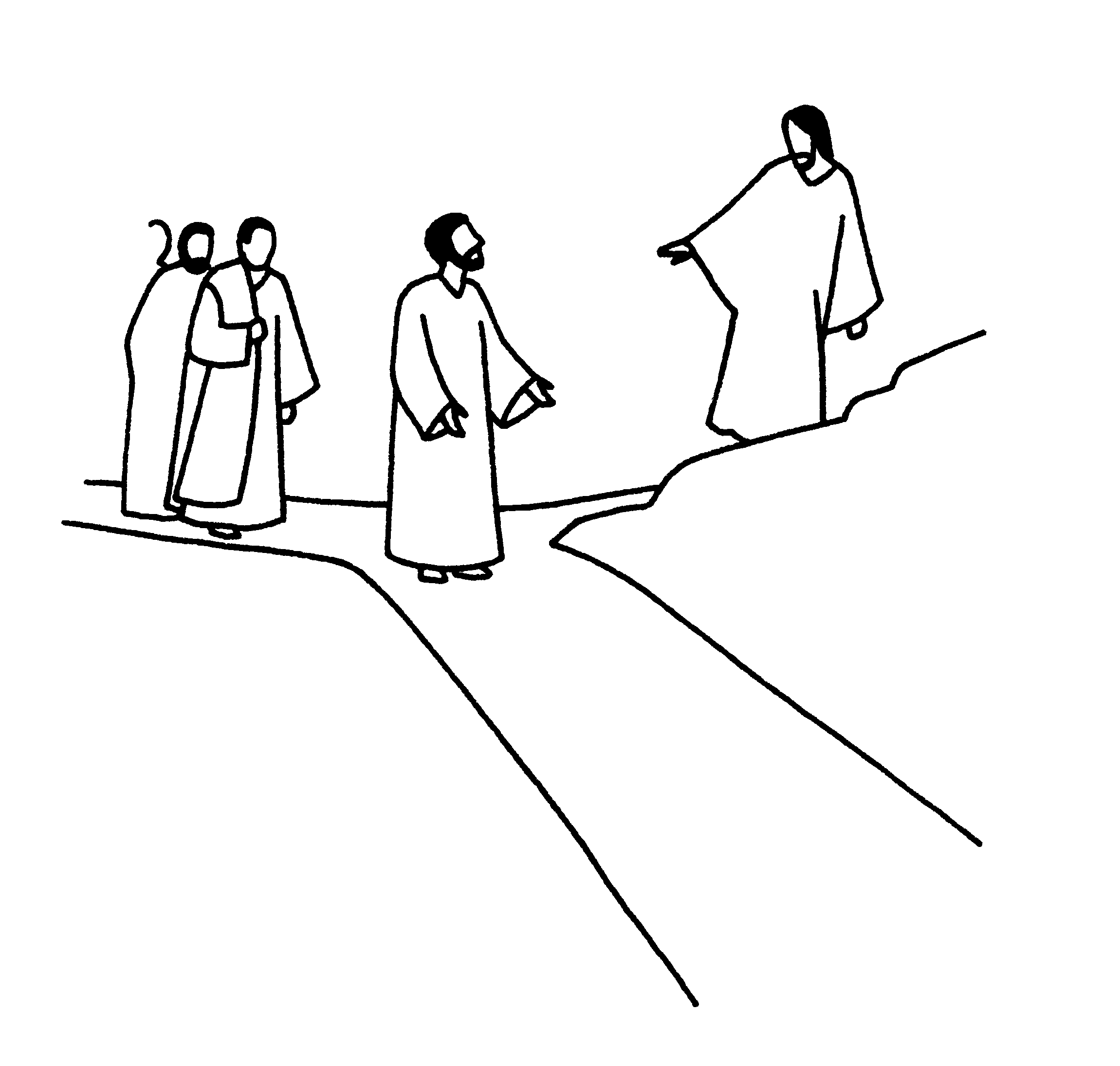 Jésus prêchant dans un paysage paisible