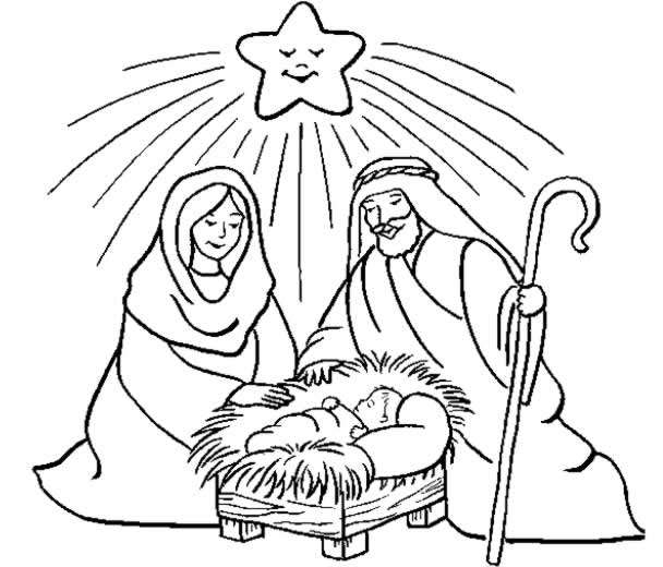 Coloriage de Jésus entouré d'enfants dans un paysage serein