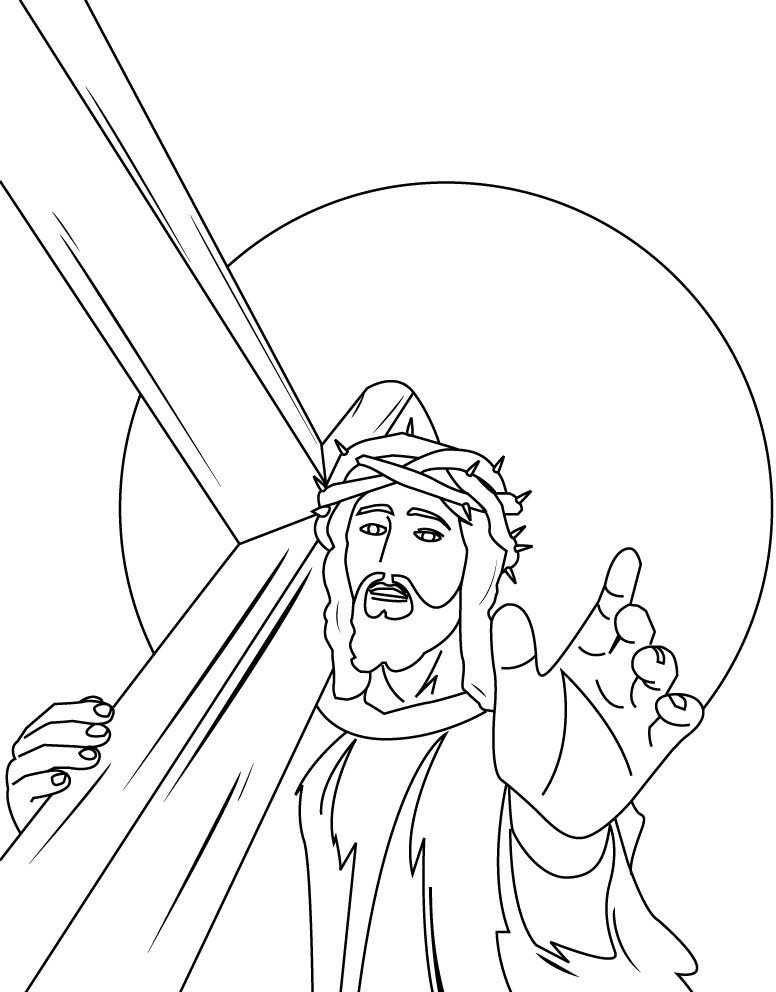 Coloriage de Jésus prêchant dans un paysage serein