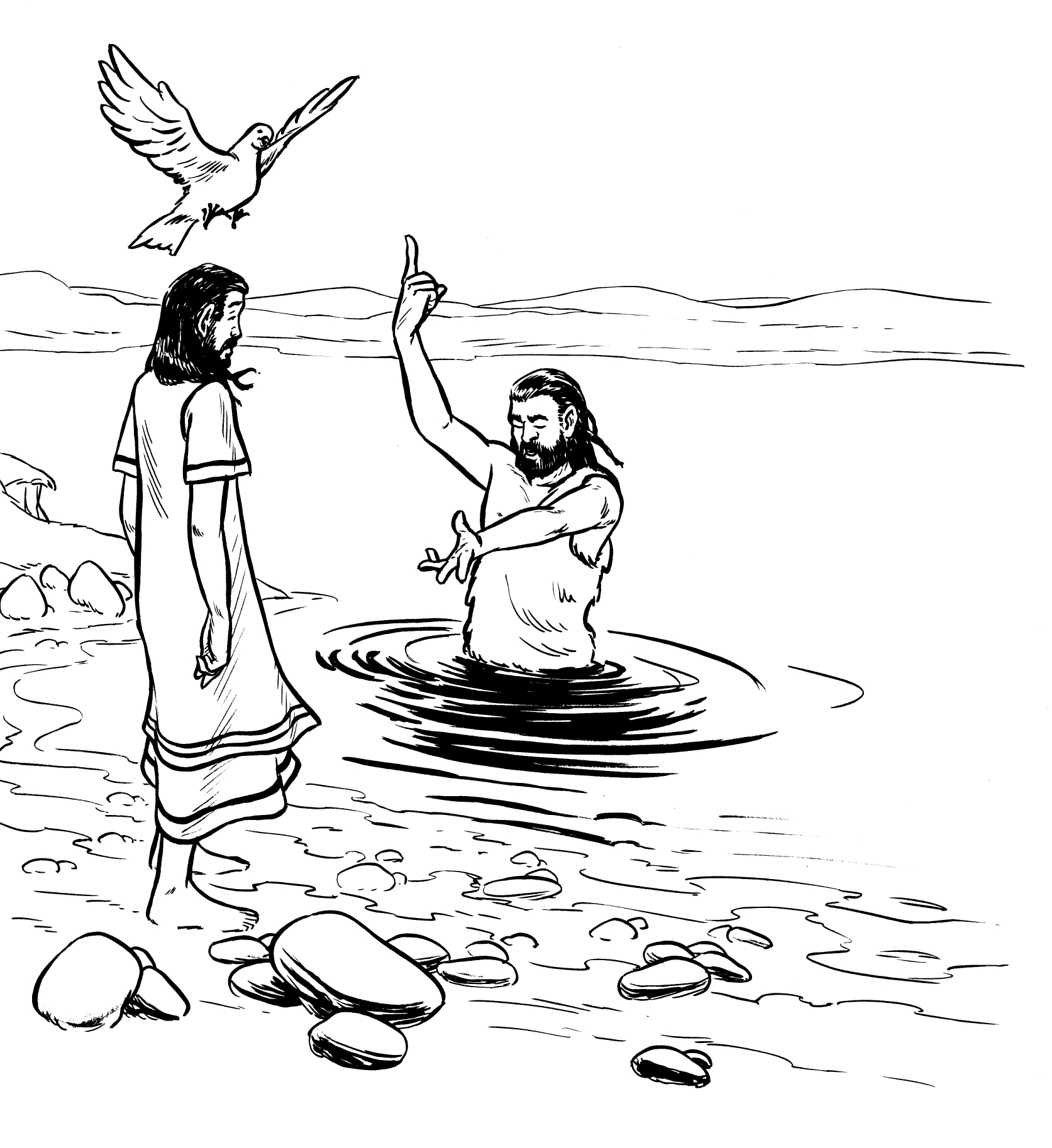 Coloriage de Jésus prêchant au milieu d'une foule