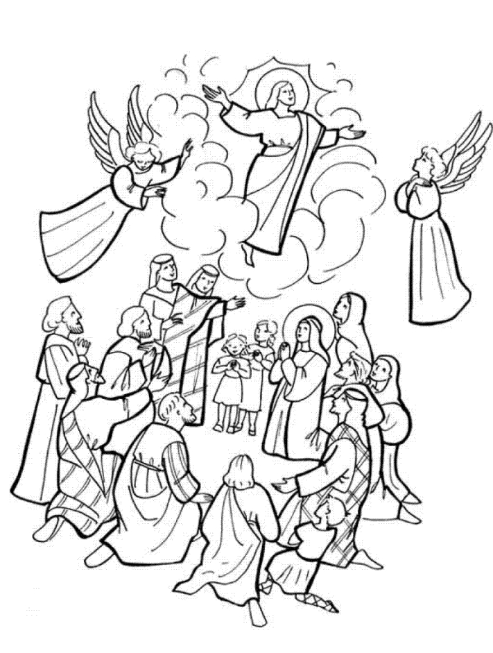 Coloriage de Jésus prêchant en plein air entouré de ses disciples
