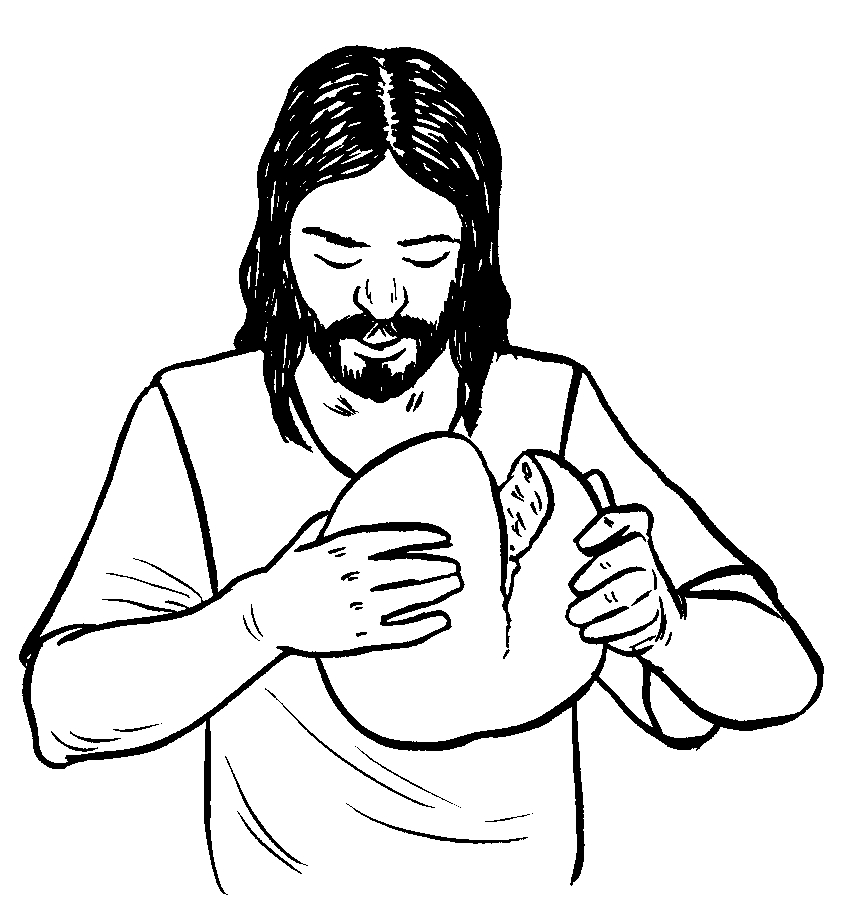 Coloriage de Jésus prêchant au milieu de la nature
