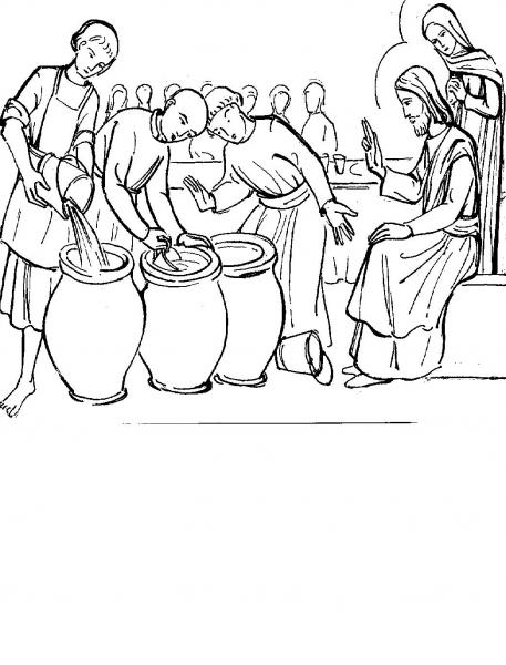Coloriage de Jésus entouré d'enfants dans un décor paisible