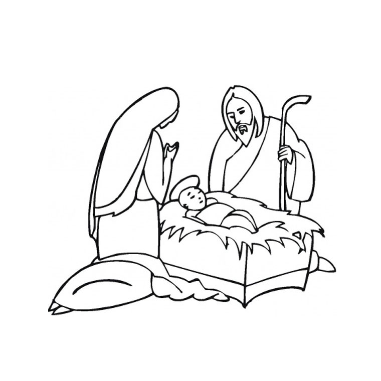 Coloriage de Jésus entouré d'enfants dans un décor paisible