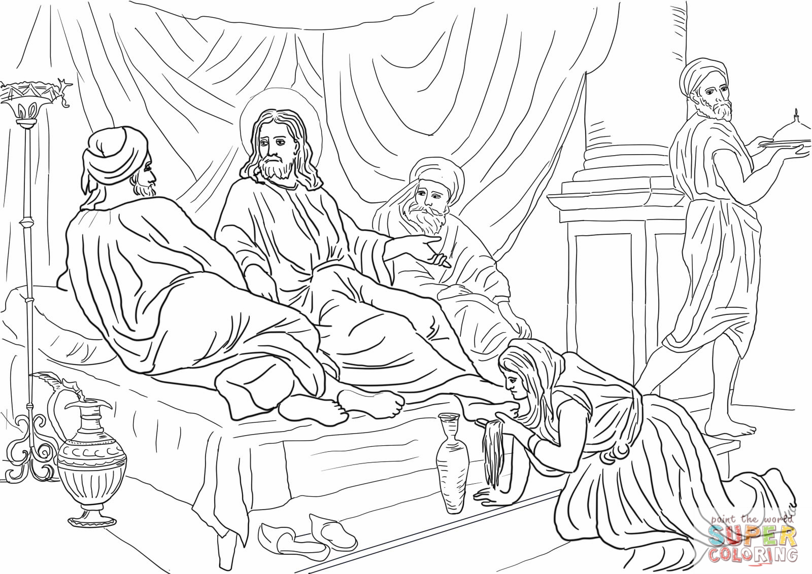 Coloriage de Jésus enseignant avec des enfants autour de lui