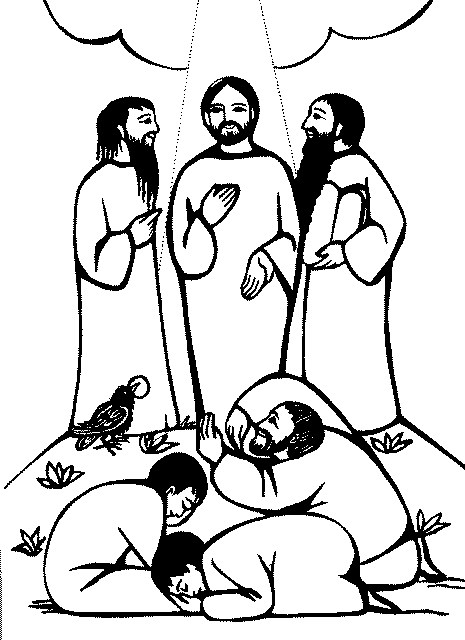 Coloriage de Jésus entouré de l'enfance et de la nature